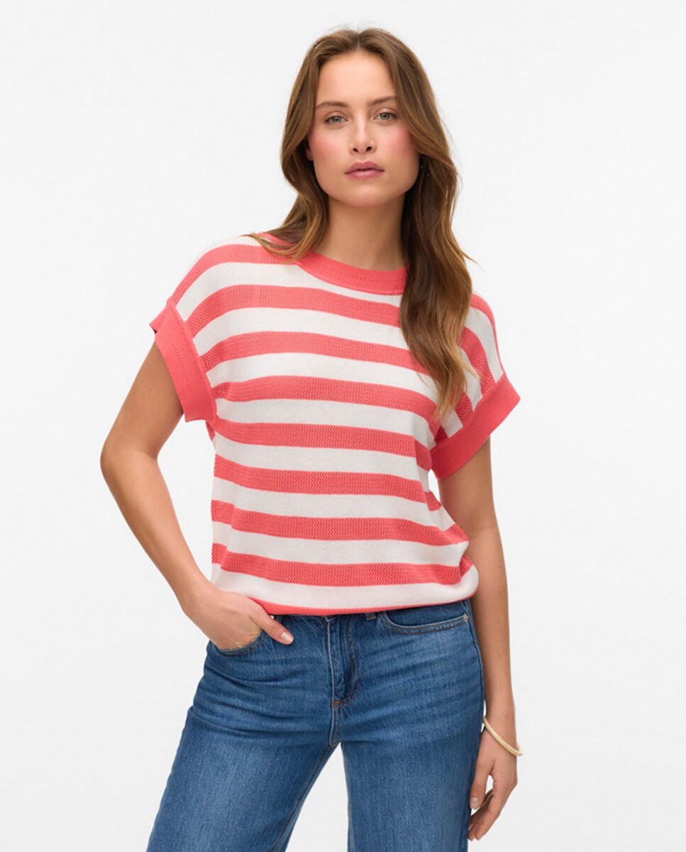 Camisola de Malha Fina sem Mangas Vermelho-1