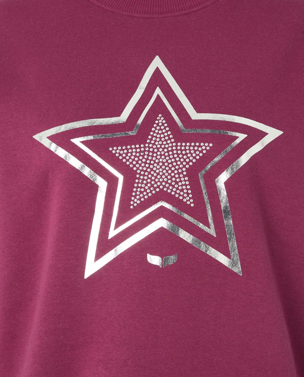 Sweatshirt com Decote Redondo e Estampado à Frente 230 Rosa Escuro-5