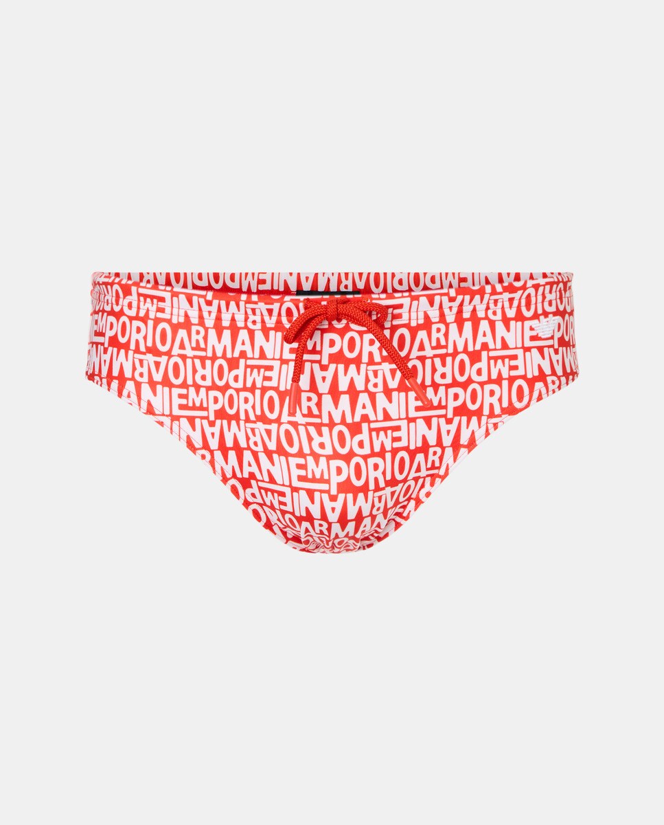 Slip de Banho com All Over Print de Logótipo Vermelho-3