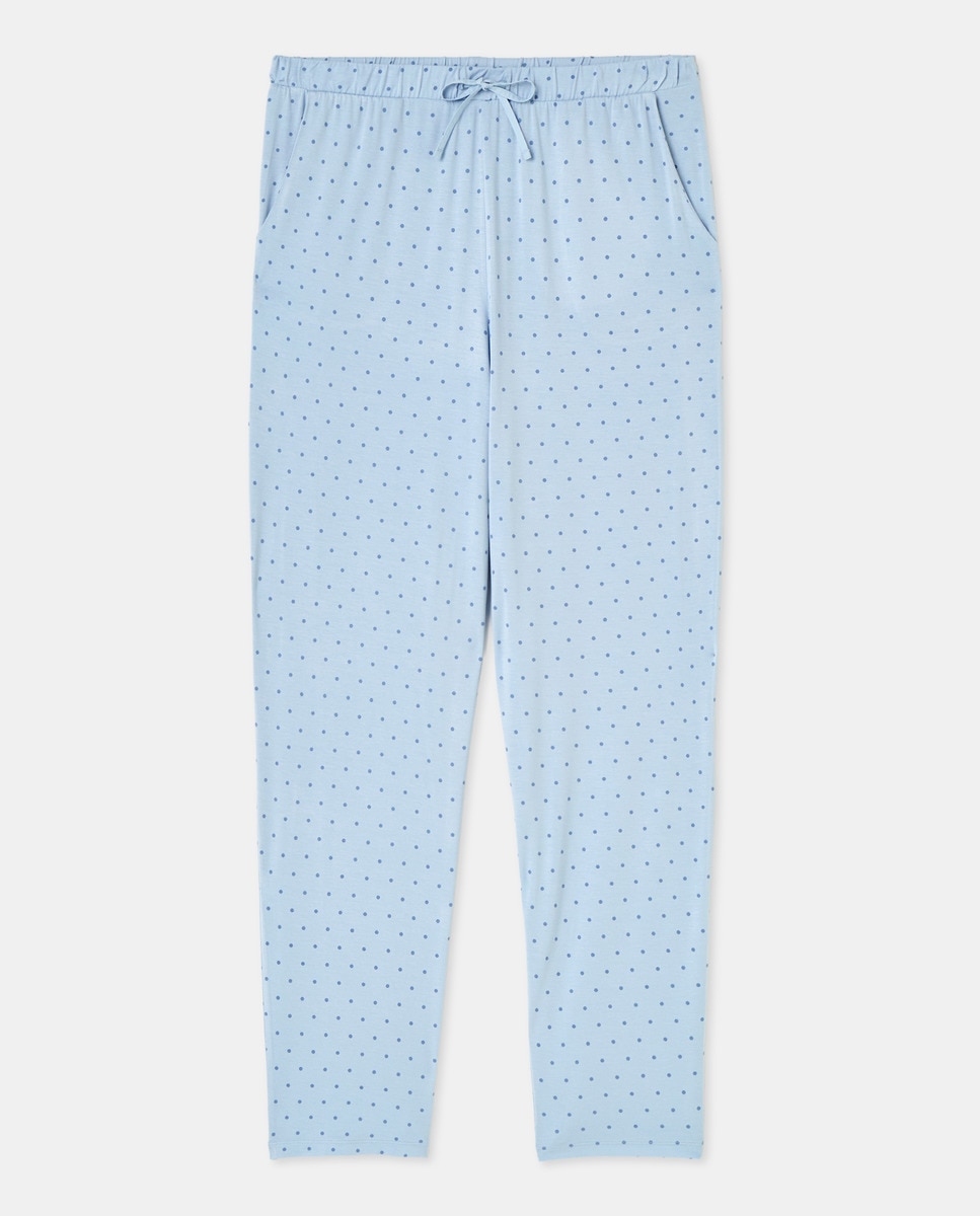 Calças Regular de Pijama às Bolinhas Cerúleo-4