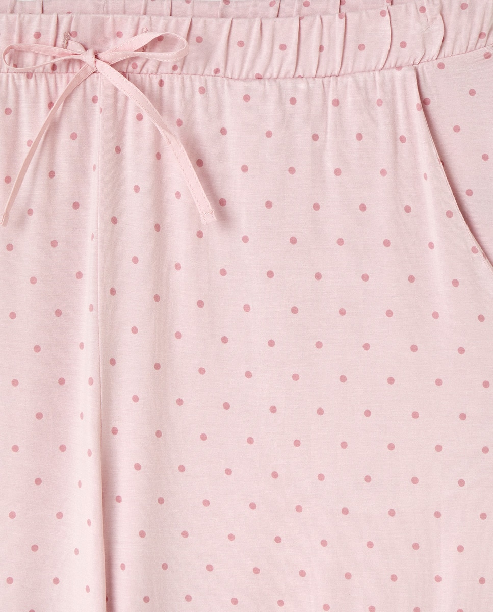 Calças Regular de Pijama às Bolinhas Rosa-claro-5