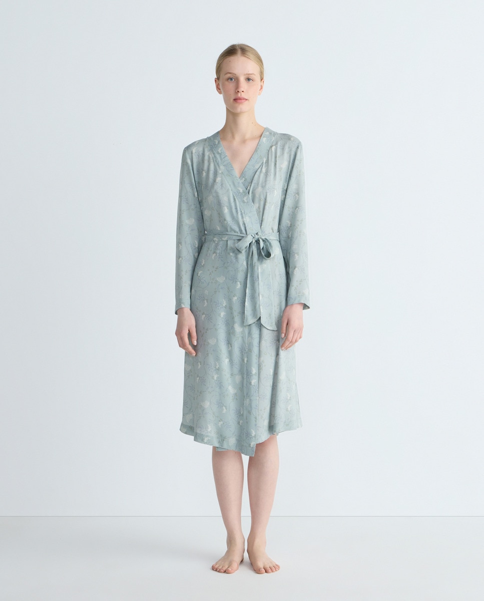 Bata Mujer Estampada Verde-1