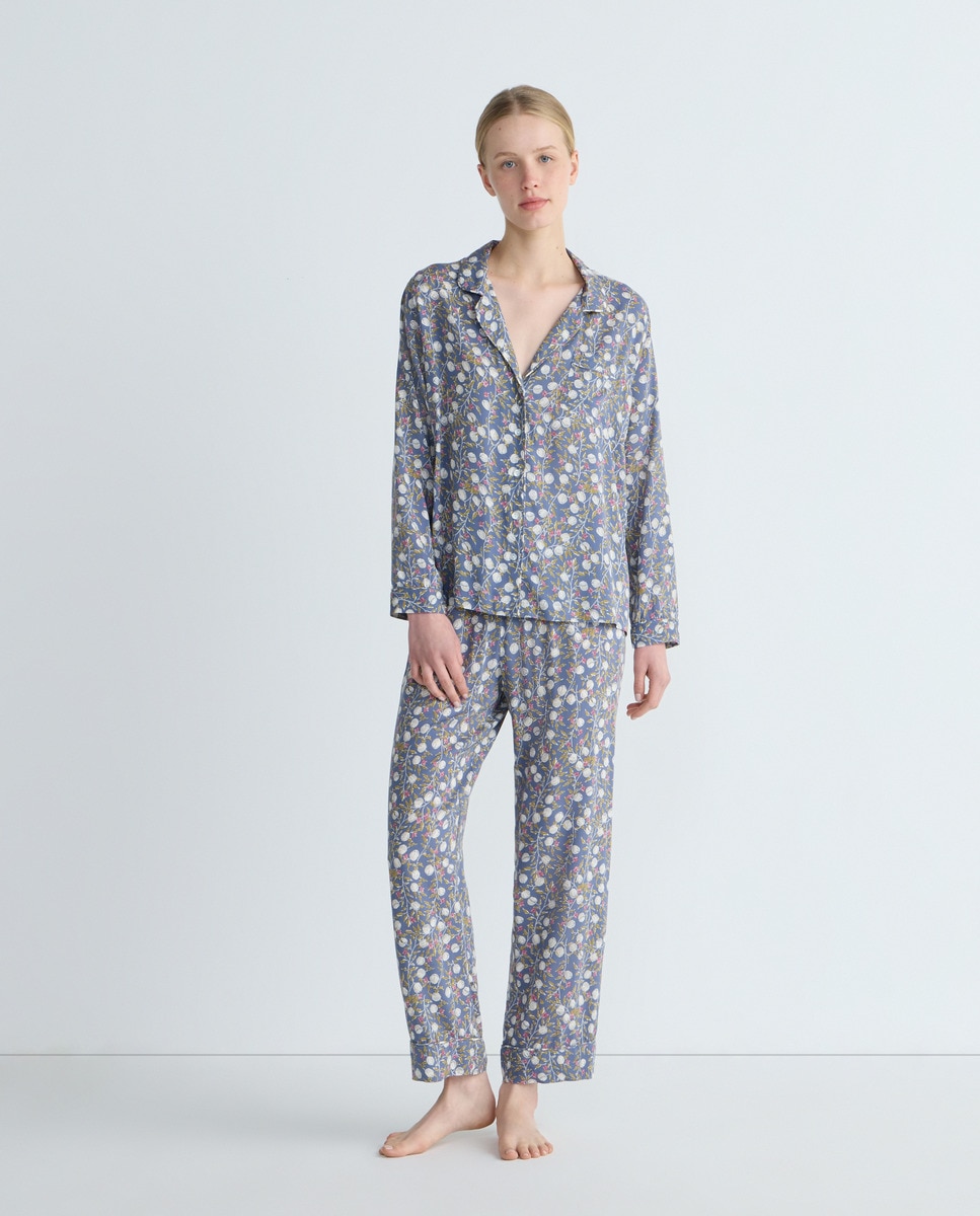 Pijama Mujer Dos Piezas Estampado Azul marino-1