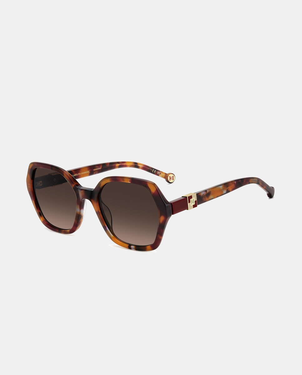 Gafa de sol de mujer cuadrada en acetato con lente degradada - Carolina Herrera - Marrón Marrón-2