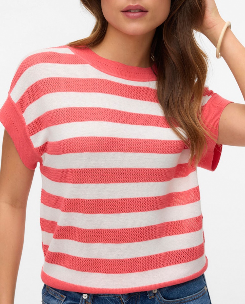 Camisola de Malha Fina sem Mangas Vermelho-3