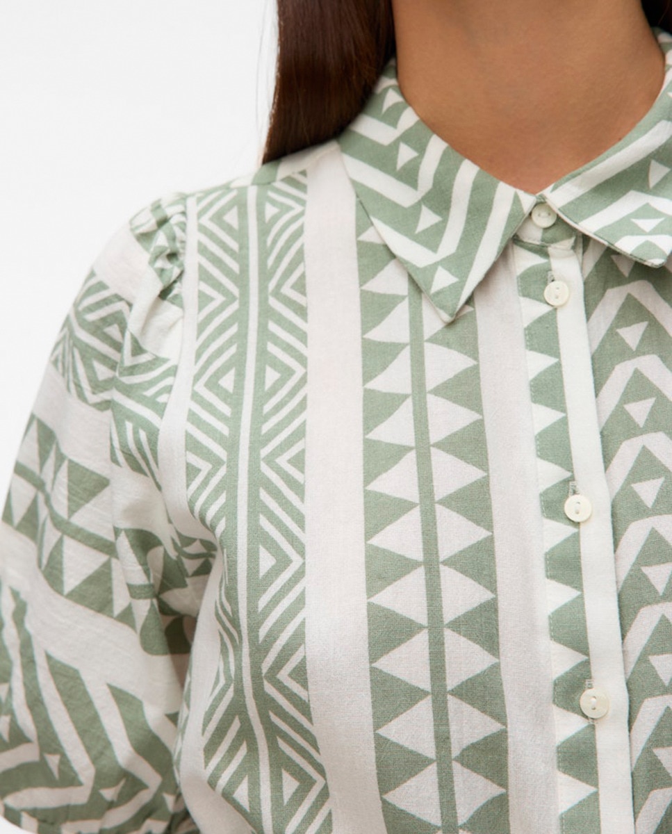Vestido camiseiro com cinto Verde-3