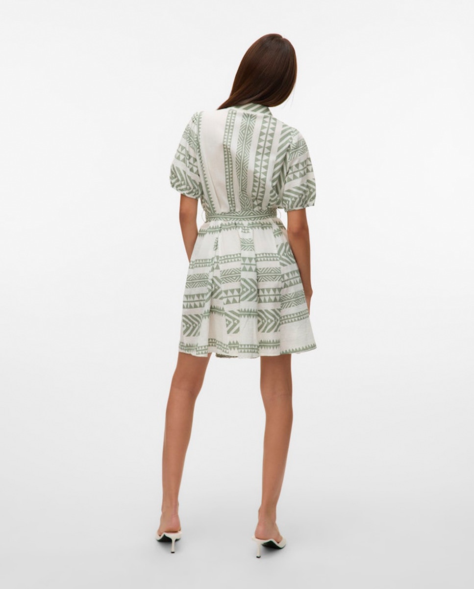 Vestido camiseiro com cinto Verde-2