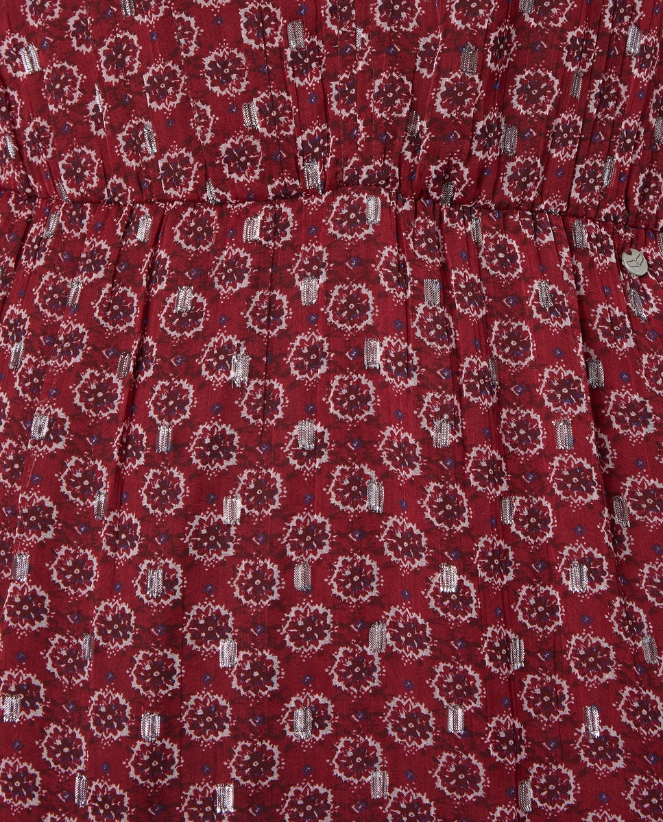 Vestido Balão em Chiffon com Estampado Grená-5