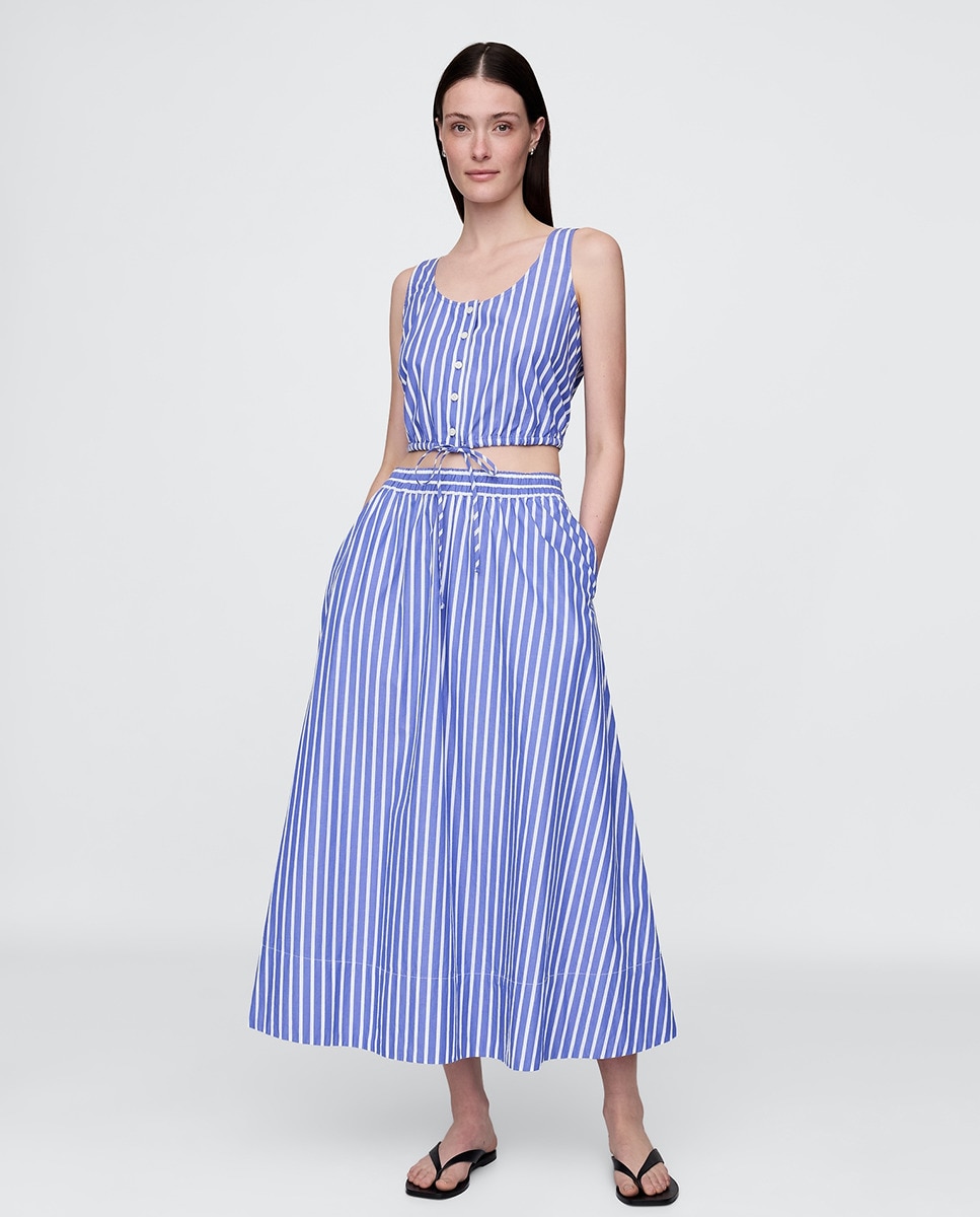 Maxi Saia com Cintura Elástica Azul-1