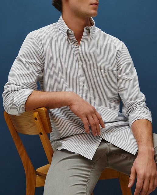 Imagen 0 de Camisa de oxford rayas bicolor hombre