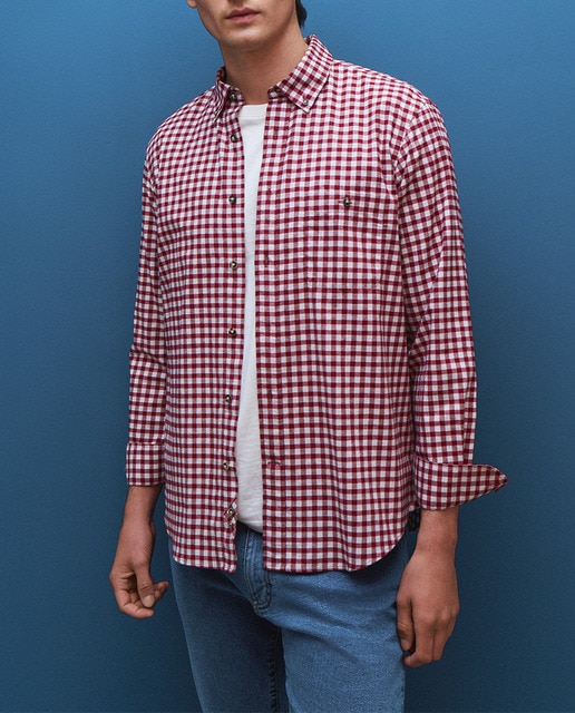 Imagen 0 de Camisa de hombre tejido perchado patrón clásico
