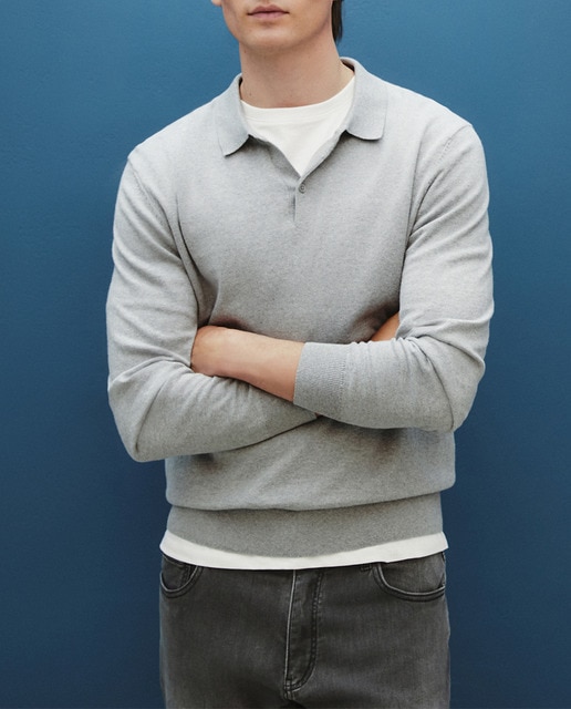 Imagen 0 de Suéter de hombre cuello polo de algodón-cashmere