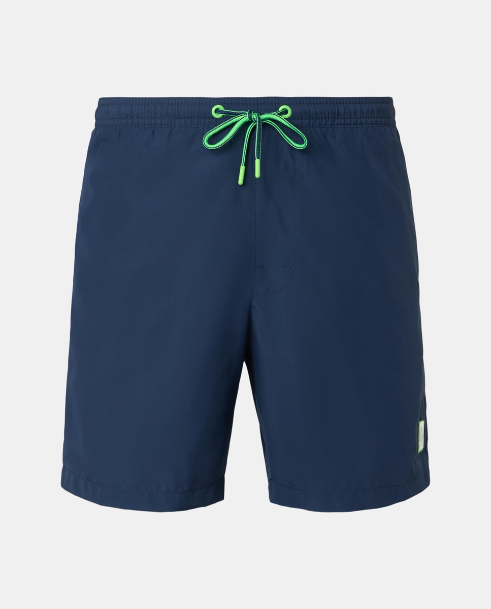 Calções de Banho com Cós Elástico e Dois Bolsos Laterais Azul-marinho-1