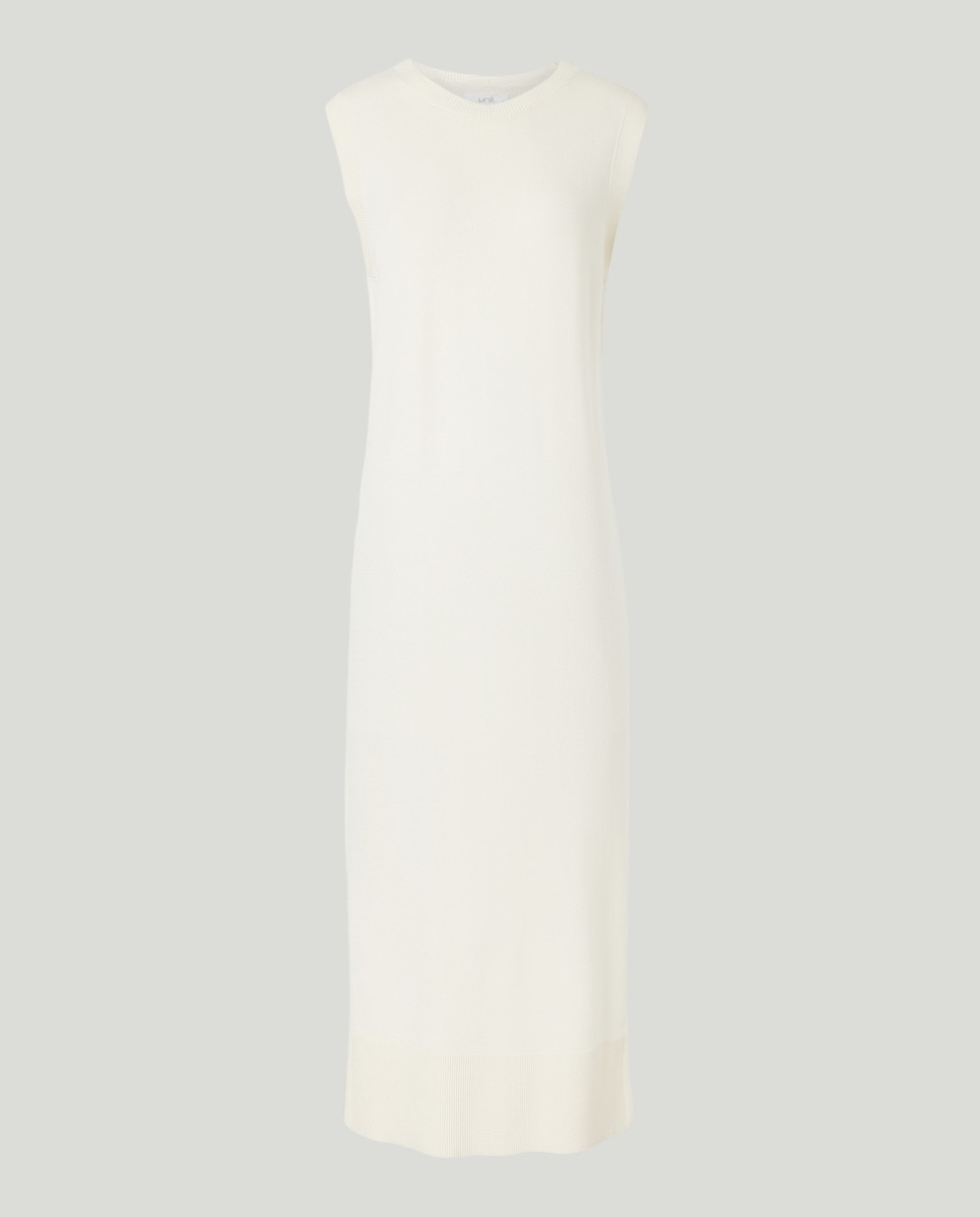 Vestido de mujer de punto midi sin mangas Blanco roto-3