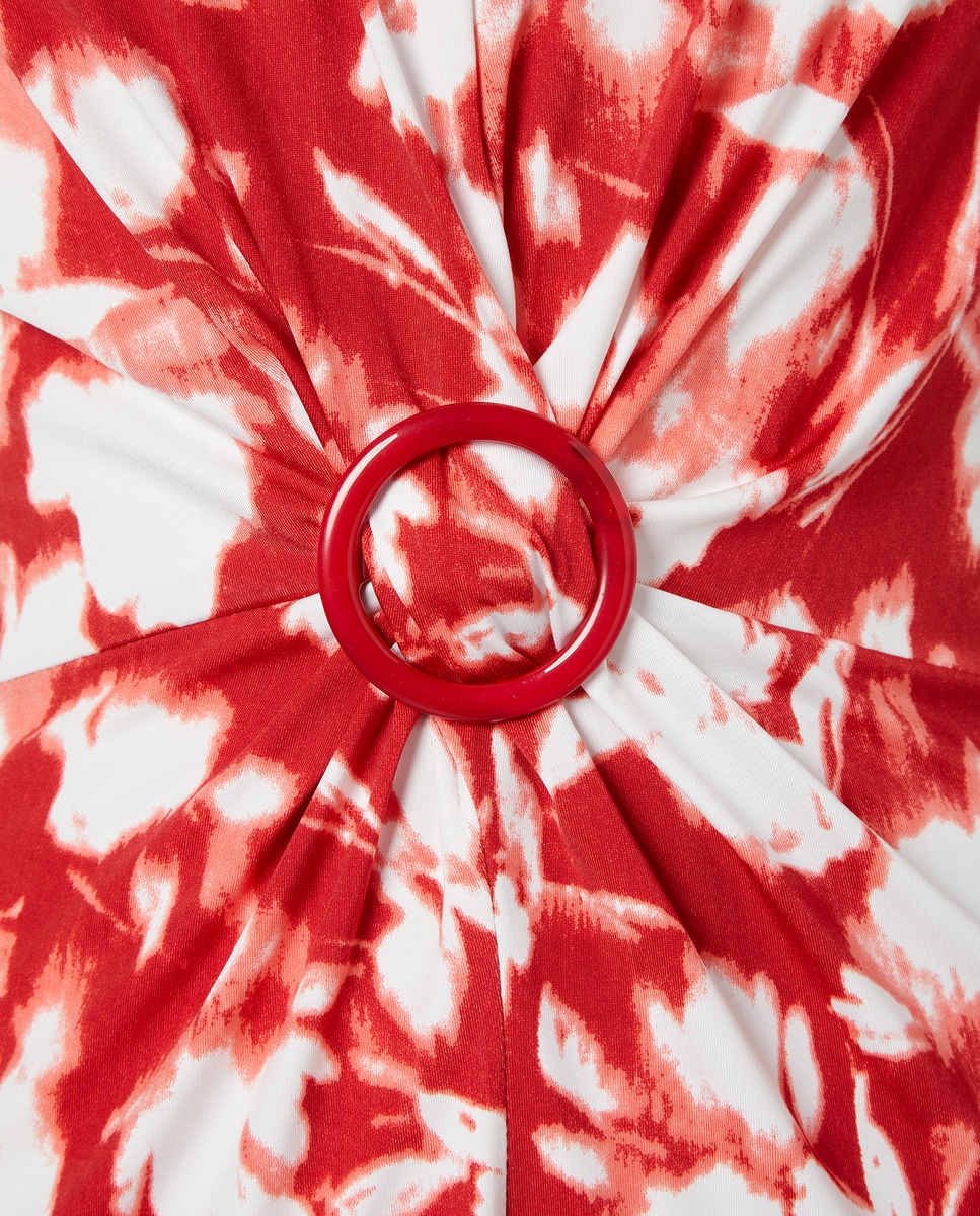T-shirt estampada de mulher com manga curta Coral-5