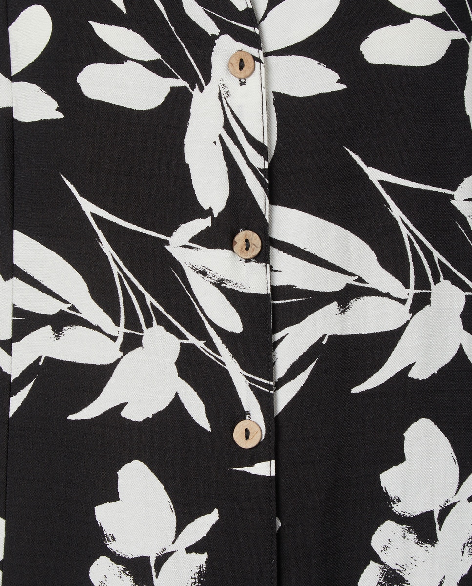 Vestido estampado com manga curta Preto-5