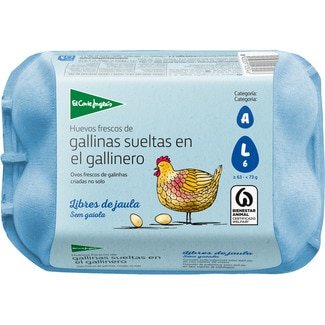 huevos de gallinas sueltas en gallinero categoría A clase L estuche 6 unidades - El Corte Ingles