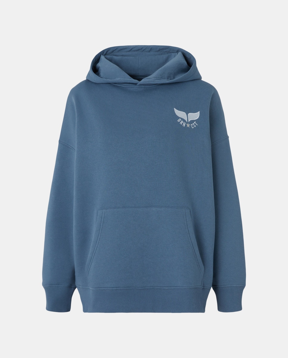 Sweatshirt com Capuz Fechado Oversize com Logótipo Azul-4