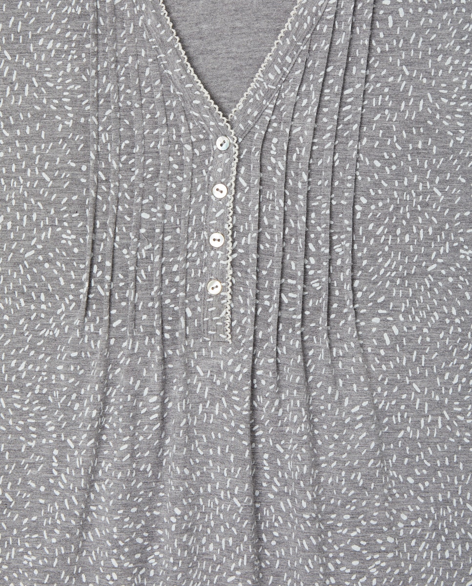 Camisa de Dormir com Pregas 820 Cinzento Médio-5