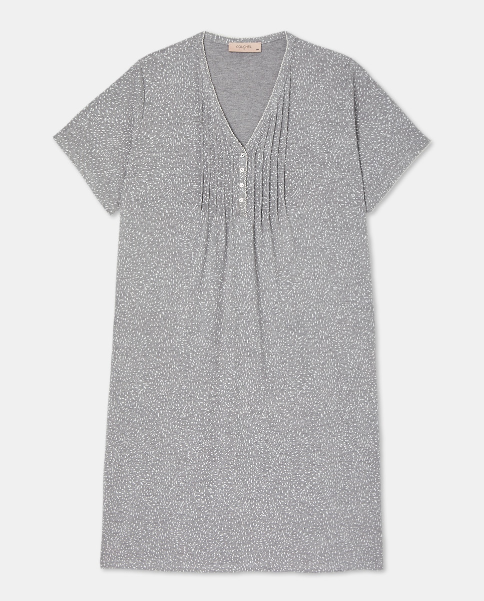 Camisa de Dormir com Pregas 820 Cinzento Médio-4