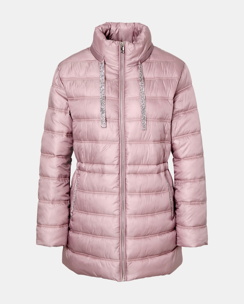 Sobretudo Liso com Detalhes de Joia. 200 Rosa-5