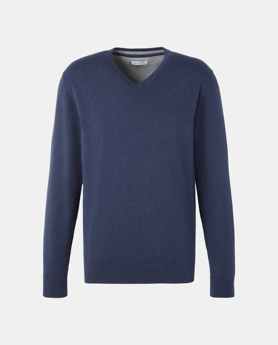 Camisola de Malha Lisa Azul-índigo-5