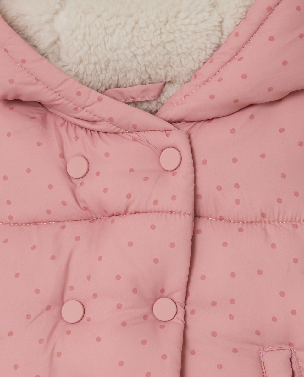 Blusão Acolchoado de Bebé com Estampado e Acolchoado Grosso Rosa-3