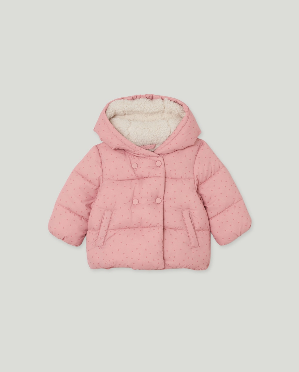 Blusão Acolchoado de Bebé com Estampado e Acolchoado Grosso Rosa-1