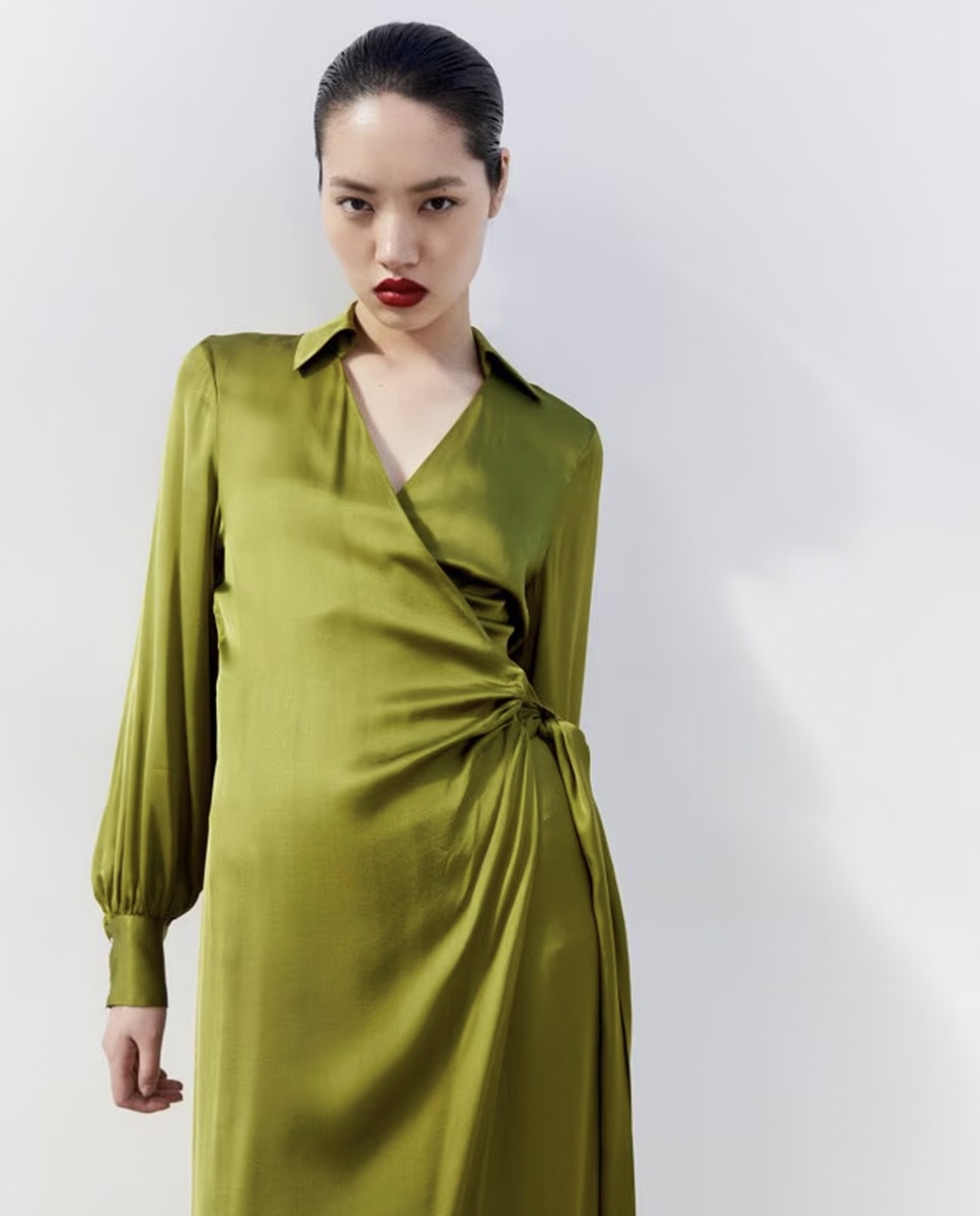 Vestido Camiseiro com Páreo Verde-4
