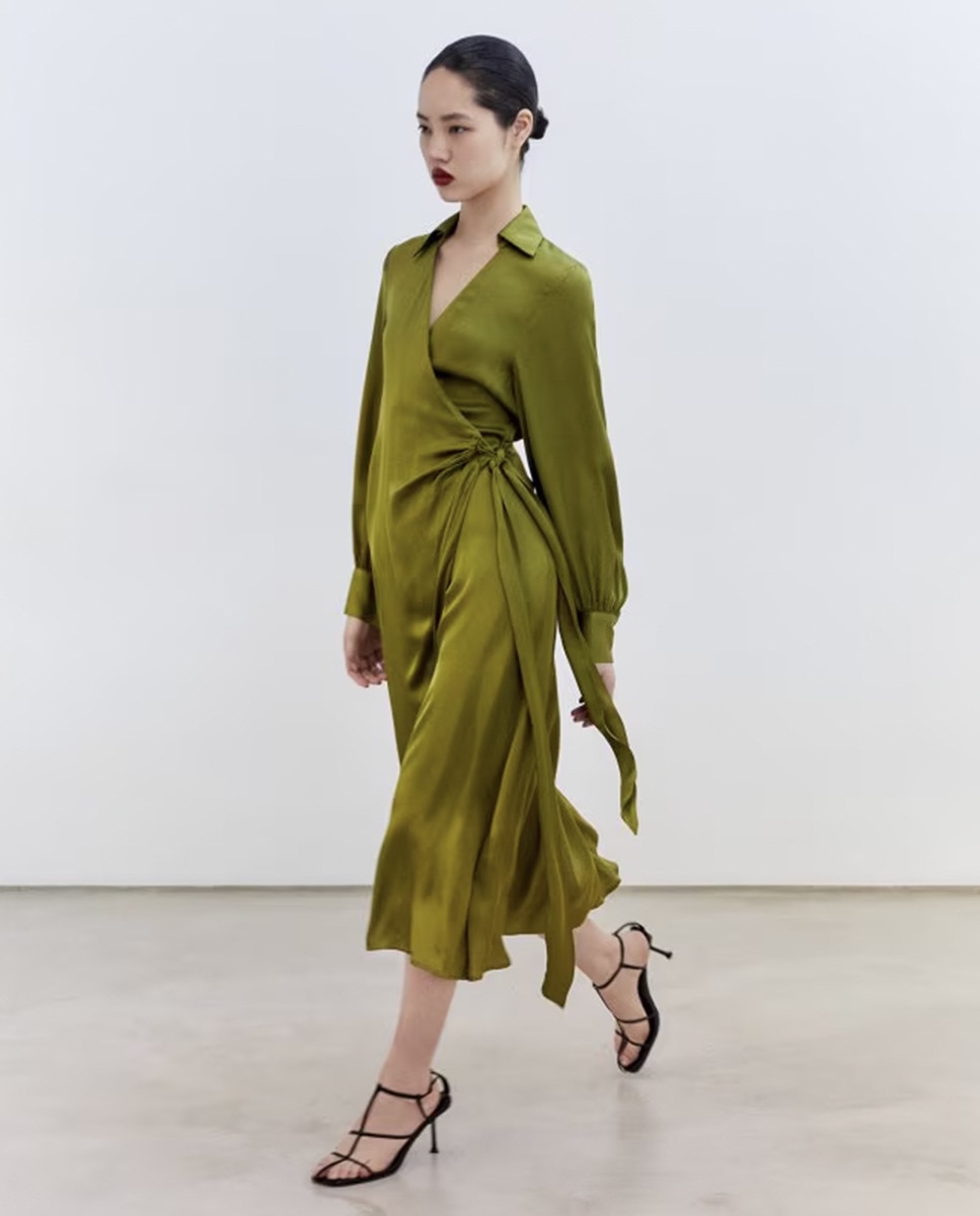 Vestido Camiseiro com Páreo Verde-3