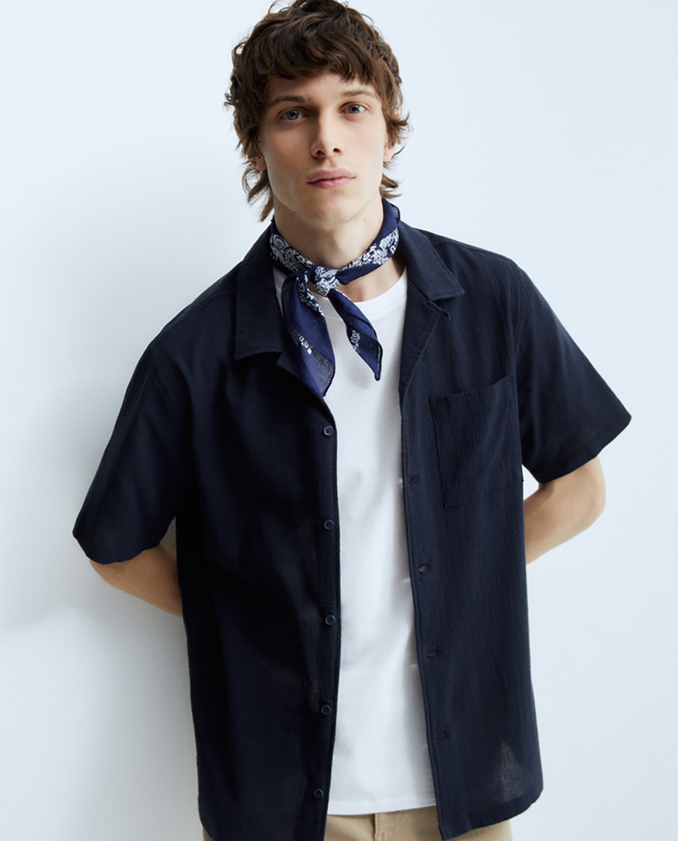 Camisa Wrinkled Azul-marinho-1