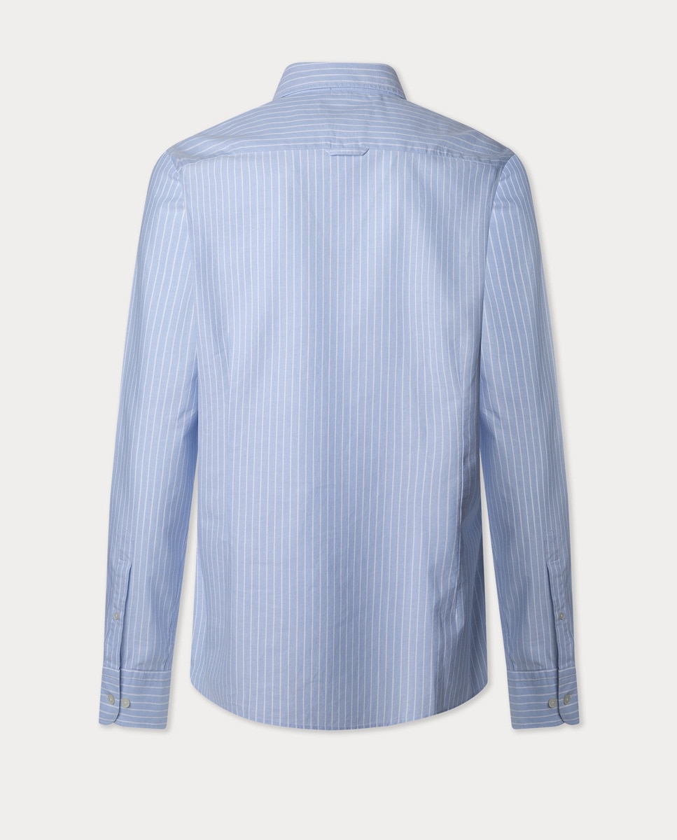 Camisa Oxford de Corte Clássico às Riscas Tamanhos Grandes Azul-claro-5