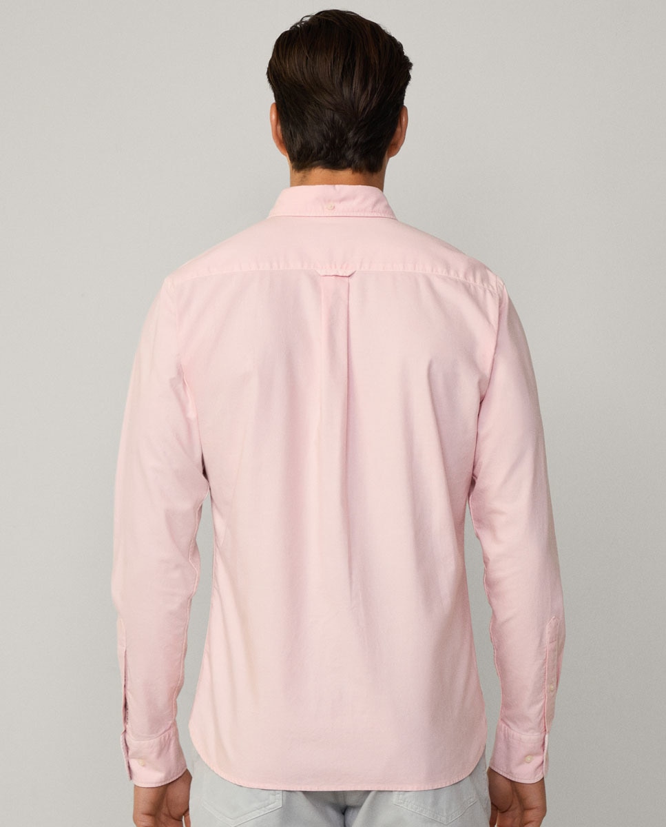 Camisa Oxford Tingida de Corte Clássico Tamanhos Grandes Rosa-3