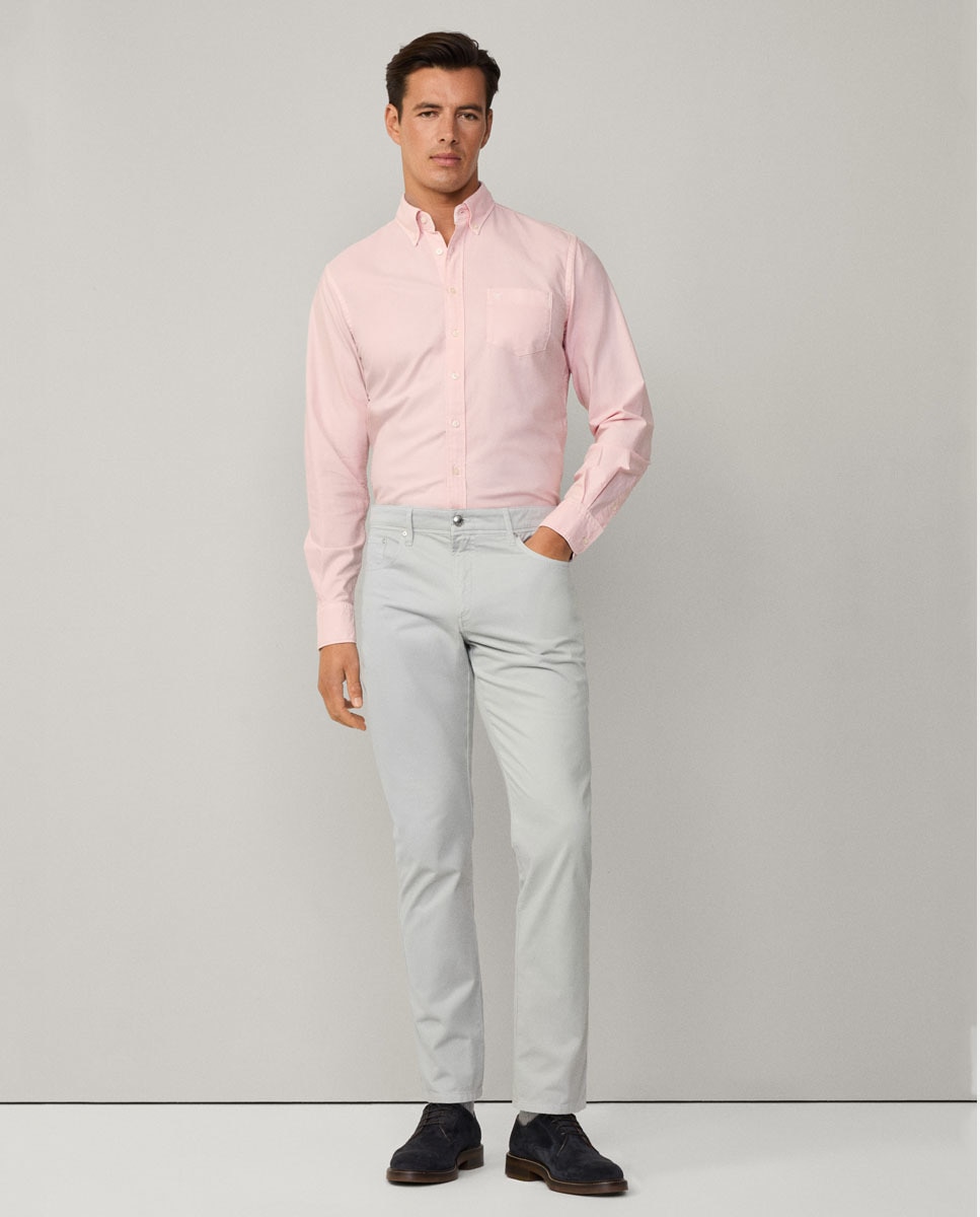 Camisa Oxford Tingida de Corte Clássico Tamanhos Grandes Rosa-5