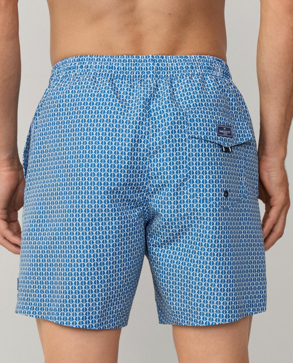 Calções de Banho Estampados de Corte Clássico Tamanhos Grandes Azul-4