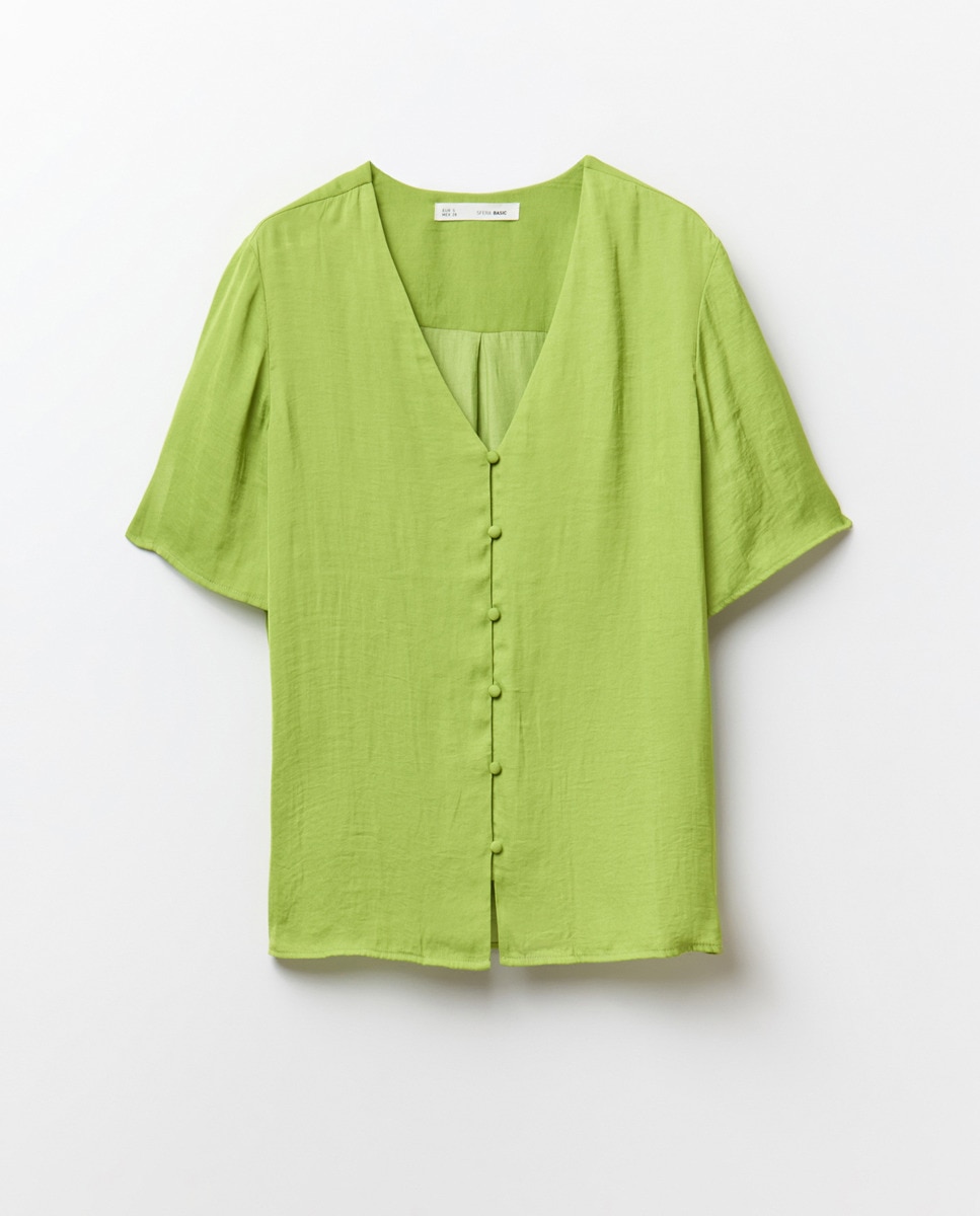 Blusa de Manga Curta Verde-claro-6
