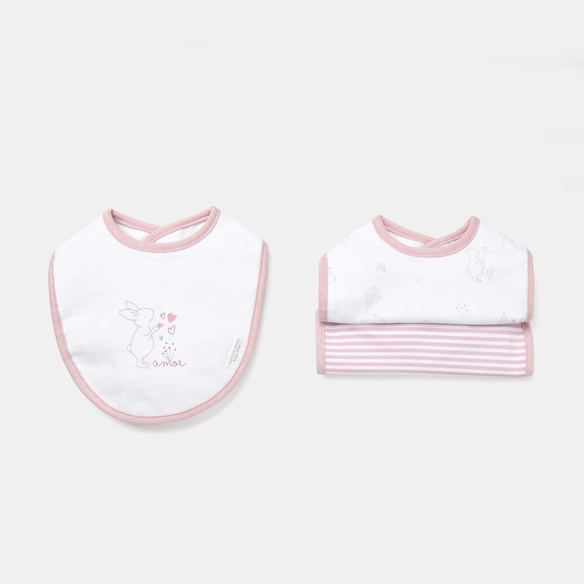 Pack de 3 Babetes Amore Coelhinho Rosa velho-1