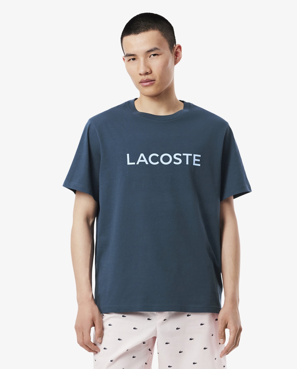 T-shirt Loungewear de Algodão Azul-marinho-1