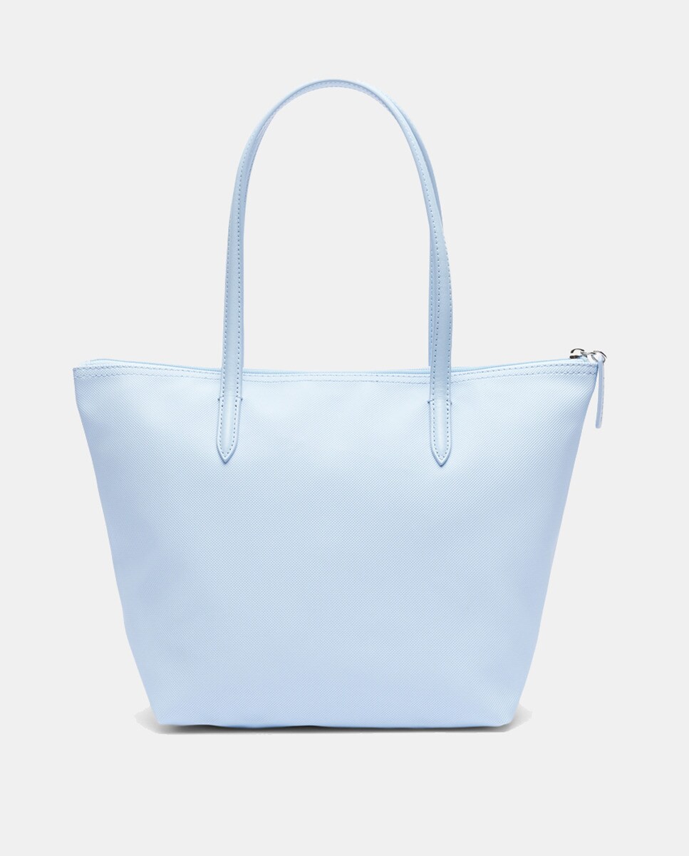 Mala Shopper Pequena com Fecho de Correr - Camel Azul-claro-1
