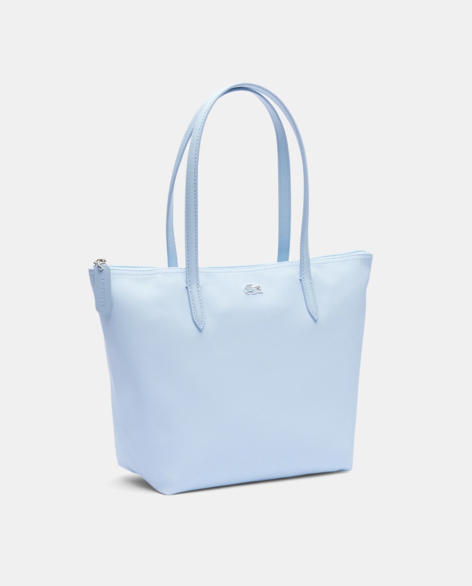 Mala Shopper Pequena com Fecho de Correr - Camel Azul-claro-3
