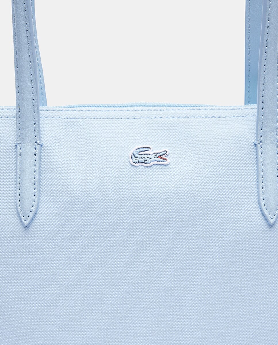 Mala Shopper Pequena com Fecho de Correr - Camel Azul-claro-4