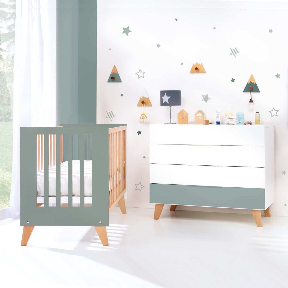 Berço de Co-Sleeping-Cama-Secretária 60x120 cm (4 em 1) Nexor Esmeralda-5