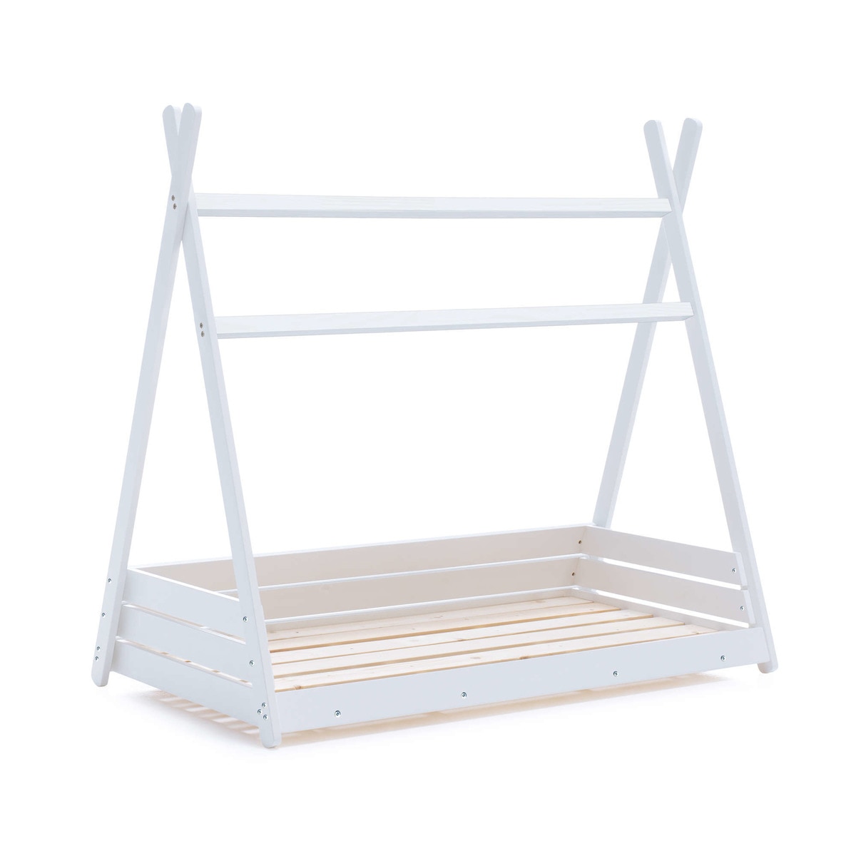 Cama-Cabana Montessori 70x140 cm com Têxtil Homy - Branco Cinzento-claro-4