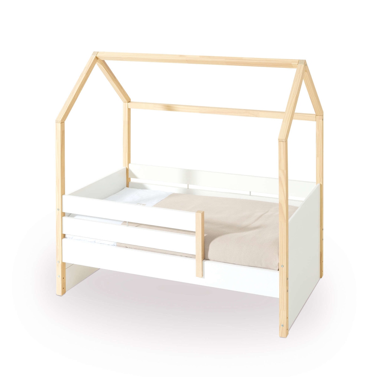 Cama Montessori com Gaveta Inferior e Barreiras 70x140 cm Sogni Branco-3