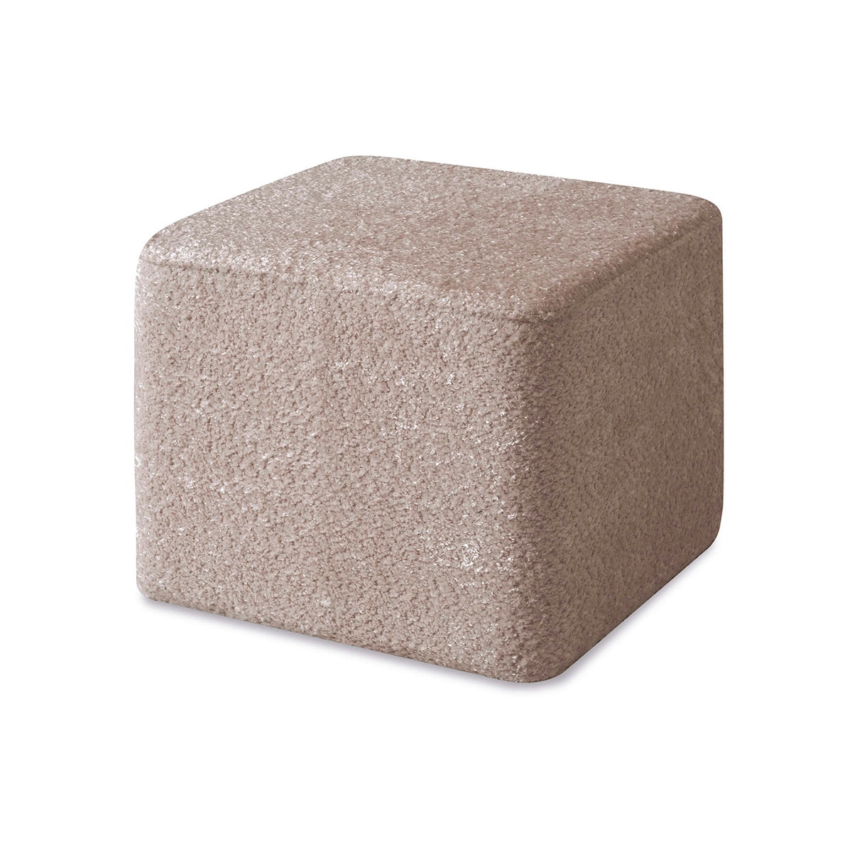 Pufe Quadrado (43,5 x 43,5 cm) em Tecido de Pelo de Borrego Castanho-claro-1