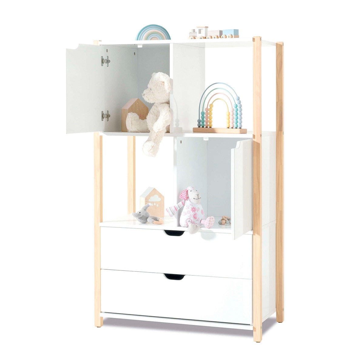 Armário Infantil Montessori (Portas e Gavetas) Eden+ Branco-1