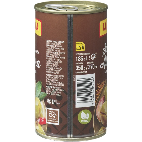 Green olives with seasoning, Sabores de la Alhambra tin 185 drained weight g