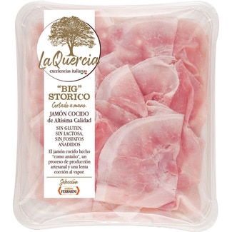 jamón cocido en lonchas cortado a mano Big Storico sin gluten sin lactosa envase 120 g - La Quercia
