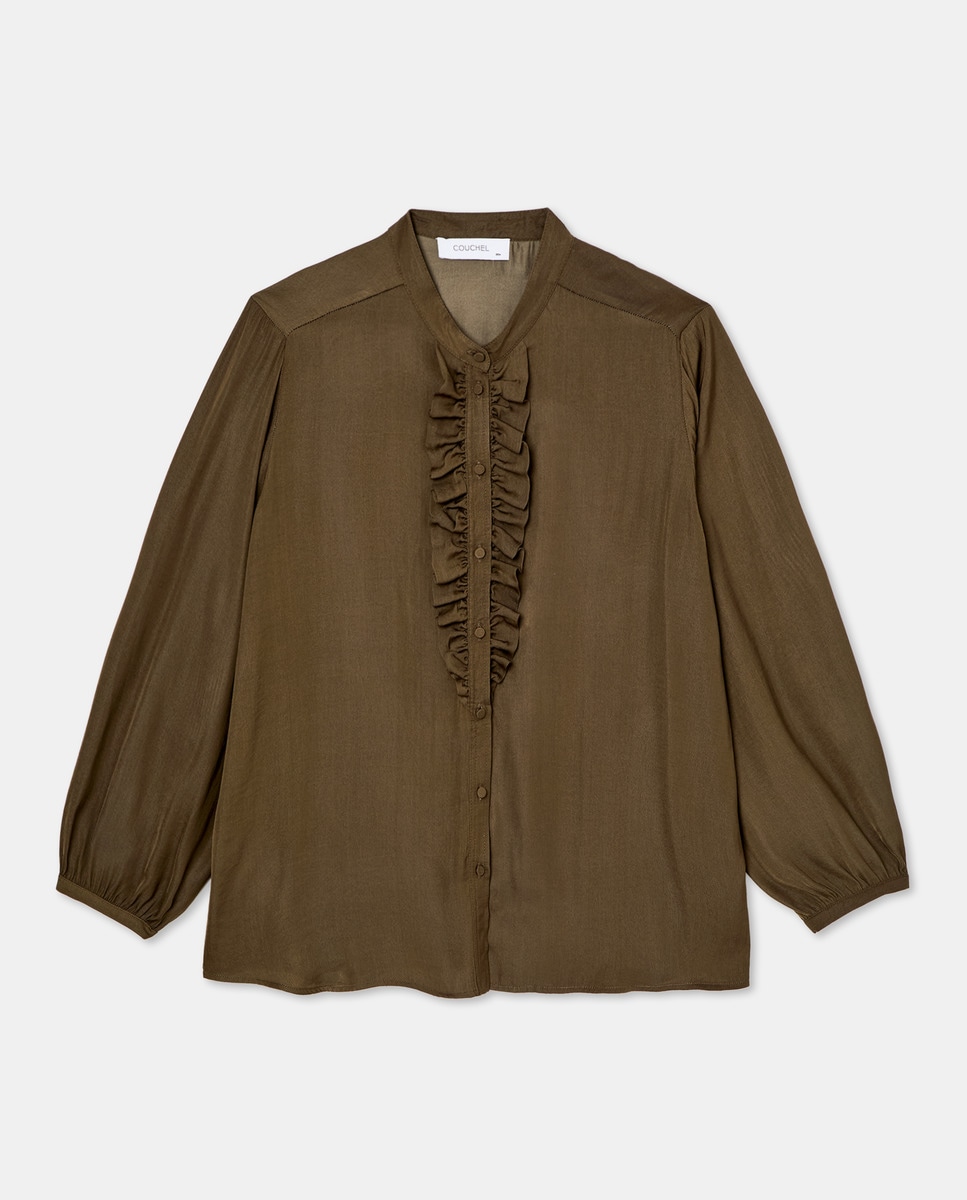 Blusa Lisa de Manga Comprida Chumbo-5