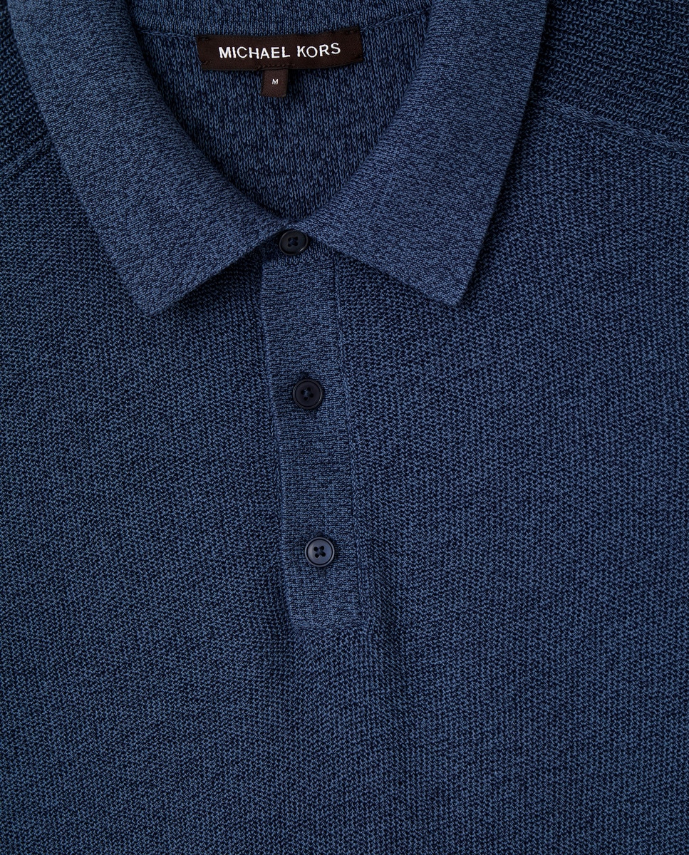 Polo de Malha de Algodão com Manga Curta Azul-claro-5